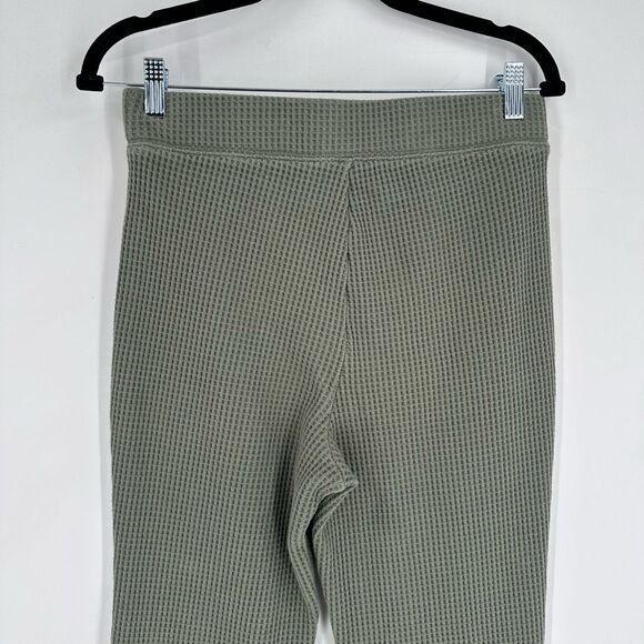 Aerie Women’s Waffle Hi Waisted Flare Leg Pants Green Size Medium Pull on Lounge - Picture 9 of 14